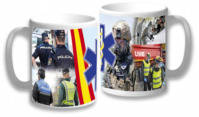 TAZA CNP , G.C. , PROTECCION CIVIL , SEGURIDAD Y ESTRELLA DE LA VIDA